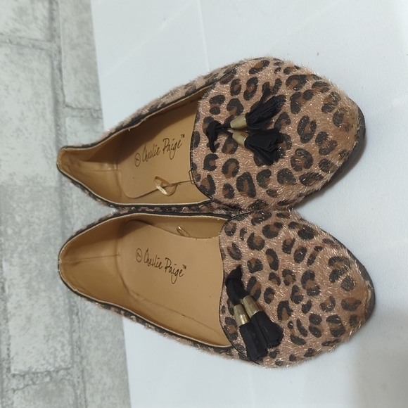 Charlie Paige Faux Fur Leopard Print Flat Loafers with Tassels size 7 - Picture 4 of 5